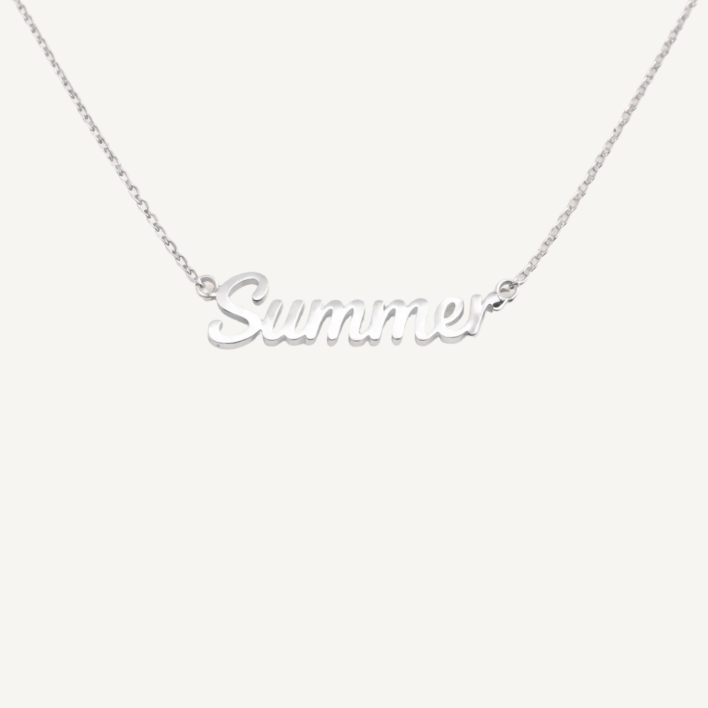 Silver 'Summer' necklace on a white background